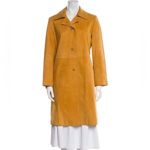 Theory Piazza Tan Suede Trench Coat Sz L